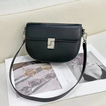 Fresh Sweet Solid Shoulder Bags Niche All-match Elegant Genuine Leather Crossbody Saddle Bag 2024 New Commuter Bolsas Mujer