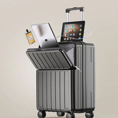 Front-mounted cabin suitcase, luggage suitcase, small lightweight 20-inch 24-inch rechargeable multi-function trolley suitcase