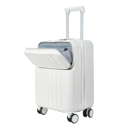 Front-mounted cabin suitcase, luggage suitcase, small lightweight 20-inch 24-inch rechargeable multi-function trolley suitcase
