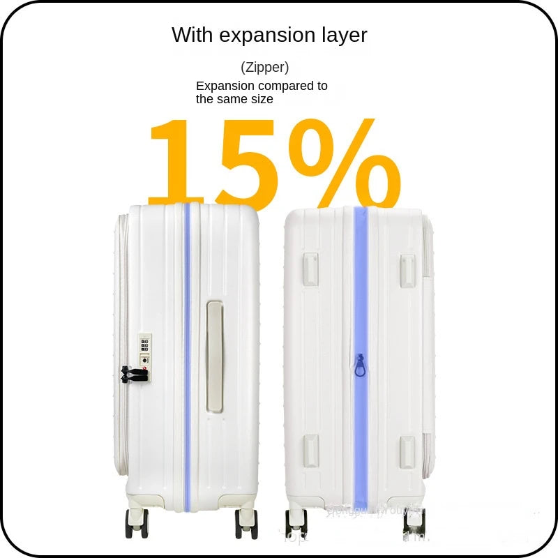 Front open lid trolley box 29 inch large capacity luggage 24 inch zipper expandable travel box 20 inch boarding box