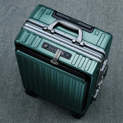 Front-opening suitcase luggage case password box multifunctional boarding box aluminum frame suitcase