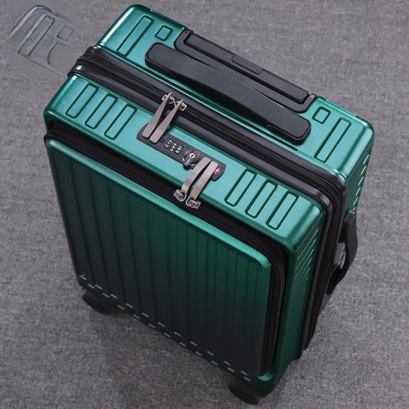Front-opening suitcase luggage case password box multifunctional boarding box aluminum frame suitcase