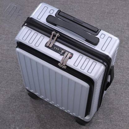 Front-opening suitcase luggage case password box multifunctional boarding box aluminum frame suitcase