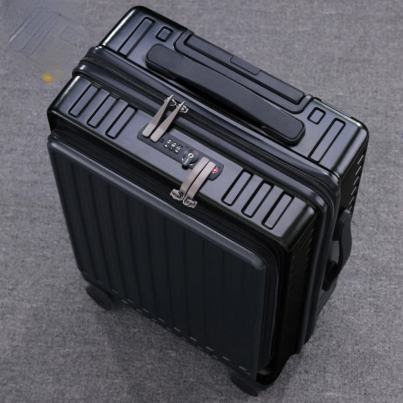Front-opening suitcase luggage case password box multifunctional boarding box aluminum frame suitcase