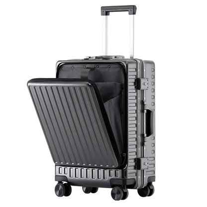 Front-opening suitcase luggage case password box multifunctional boarding box aluminum frame suitcase