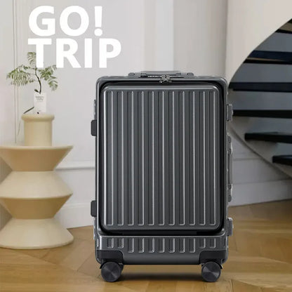 Front-opening suitcase luggage case password box multifunctional boarding box aluminum frame suitcase