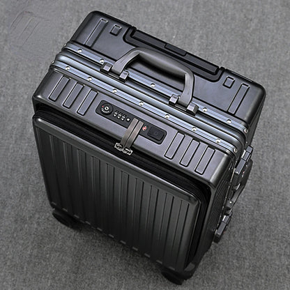 Front-opening suitcase luggage case password box multifunctional boarding box aluminum frame suitcase