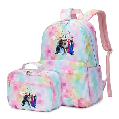 Frozen Alsa Princess Girls Boys Kids 2 pcs Backpack with Lunch Bag Rucksack Casual School Bags for Student Teenagers Women Sets