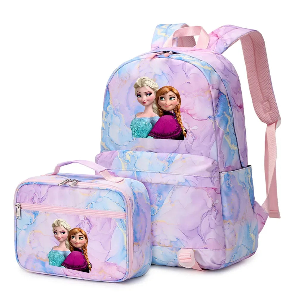 Frozen Alsa Princess Girls Boys Kids 2 pcs Backpack with Lunch Bag Rucksack Casual School Bags for Student Teenagers Women Sets