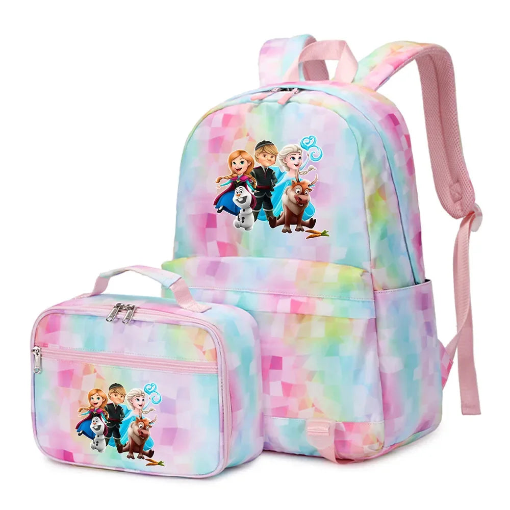 Frozen Alsa Princess Girls Boys Kids 2 pcs Backpack with Lunch Bag Rucksack Casual School Bags for Student Teenagers Women Sets