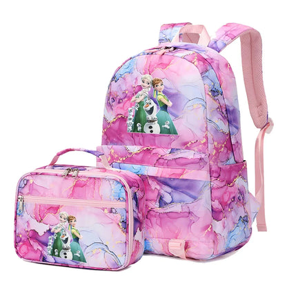 Frozen Alsa Princess Girls Boys Kids 2 pcs Backpack with Lunch Bag Rucksack Casual School Bags for Student Teenagers Women Sets