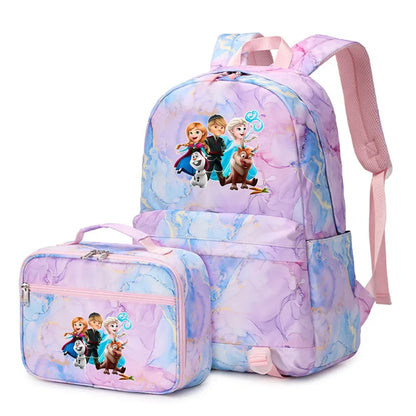 Frozen Alsa Princess Girls Boys Kids 2 pcs Backpack with Lunch Bag Rucksack Casual School Bags for Student Teenagers Women Sets