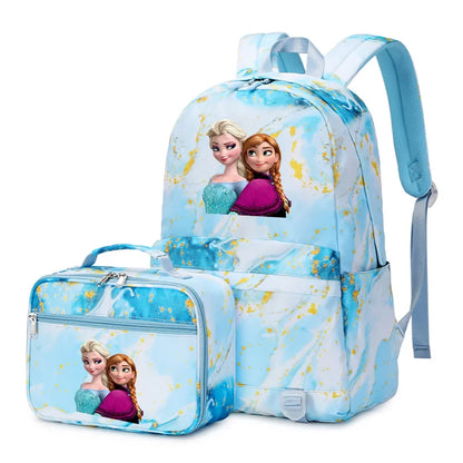 Frozen Alsa Princess Girls Boys Kids 2 pcs Backpack with Lunch Bag Rucksack Casual School Bags for Student Teenagers Women Sets