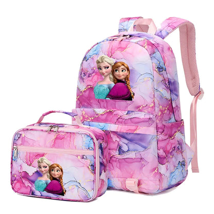 Frozen Alsa Princess Girls Boys Kids 2 pcs Backpack with Lunch Bag Rucksack Casual School Bags for Student Teenagers Women Sets