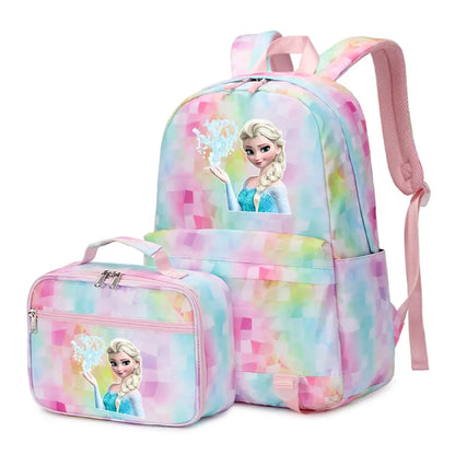 Frozen Alsa Princess Girls Boys Kids 2 pcs Backpack with Lunch Bag Rucksack Casual School Bags for Student Teenagers Women Sets