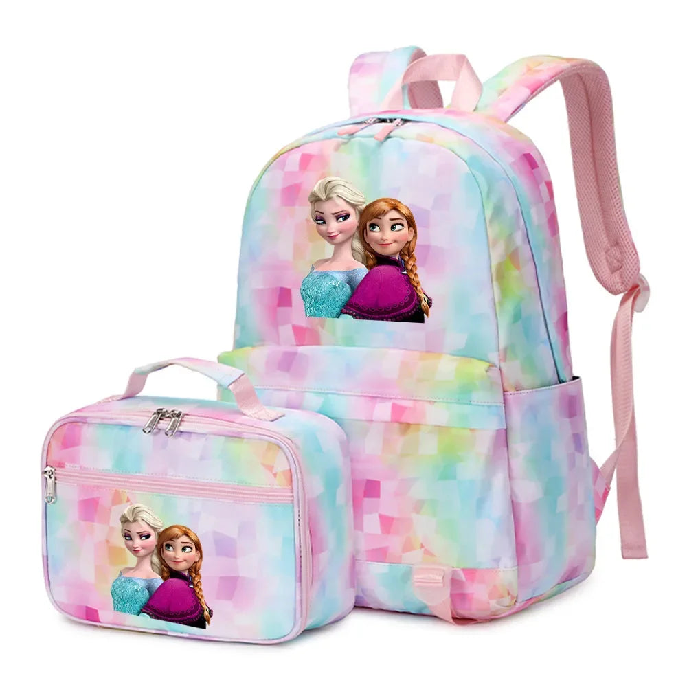 Frozen Alsa Princess Girls Boys Kids 2 pcs Backpack with Lunch Bag Rucksack Casual School Bags for Student Teenagers Women Sets