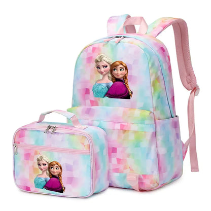 Frozen Alsa Princess Girls Boys Kids 2 pcs Backpack with Lunch Bag Rucksack Casual School Bags for Student Teenagers Women Sets