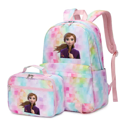 Frozen Alsa Princess Girls Boys Kids 2 pcs Backpack with Lunch Bag Rucksack Casual School Bags for Student Teenagers Women Sets