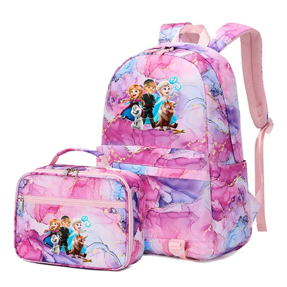 Frozen Alsa Princess Girls Boys Kids 2 pcs Backpack with Lunch Bag Rucksack Casual School Bags for Student Teenagers Women Sets