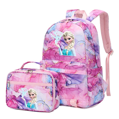 Frozen Alsa Princess Girls Boys Kids 2 pcs Backpack with Lunch Bag Rucksack Casual School Bags for Student Teenagers Women Sets