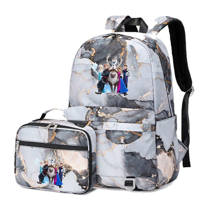 Frozen Alsa Princess Girls Boys Kids 2 pcs Backpack with Lunch Bag Rucksack Casual School Bags for Student Teenagers Women Sets
