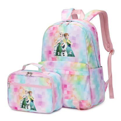 Frozen Alsa Princess Girls Boys Kids 2 pcs Backpack with Lunch Bag Rucksack Casual School Bags for Student Teenagers Women Sets