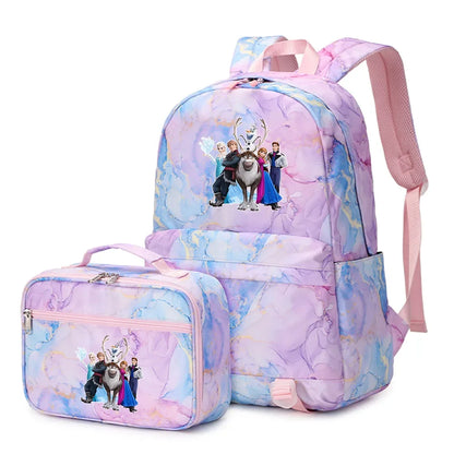Frozen Alsa Princess Girls Boys Kids 2 pcs Backpack with Lunch Bag Rucksack Casual School Bags for Student Teenagers Women Sets