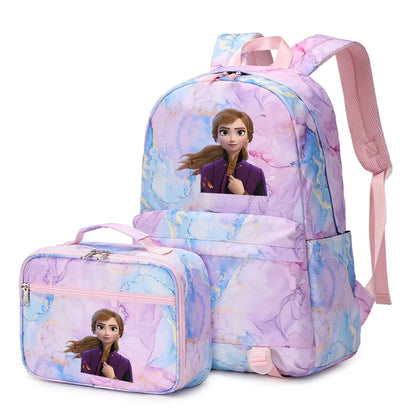 Frozen Alsa Princess Girls Boys Kids 2 pcs Backpack with Lunch Bag Rucksack Casual School Bags for Student Teenagers Women Sets