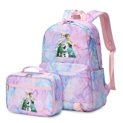 Frozen Alsa Princess Girls Boys Kids 2 pcs Backpack with Lunch Bag Rucksack Casual School Bags for Student Teenagers Women Sets