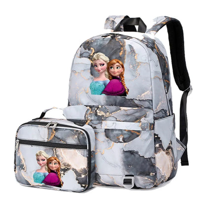 Frozen Alsa Princess Girls Boys Kids 2 pcs Backpack with Lunch Bag Rucksack Casual School Bags for Student Teenagers Women Sets