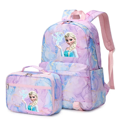 Frozen Alsa Princess Girls Boys Kids 2 pcs Backpack with Lunch Bag Rucksack Casual School Bags for Student Teenagers Women Sets