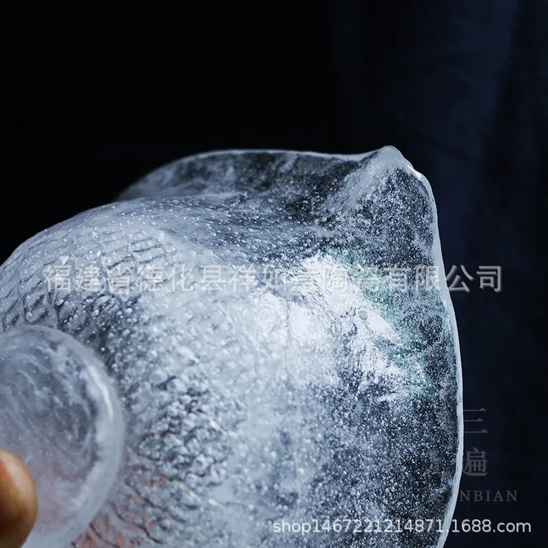 Frozen Clear Glass Burning Texture Tureen Feeling Glass Hand-Held Tea Bowl Tea Brewing Bowl