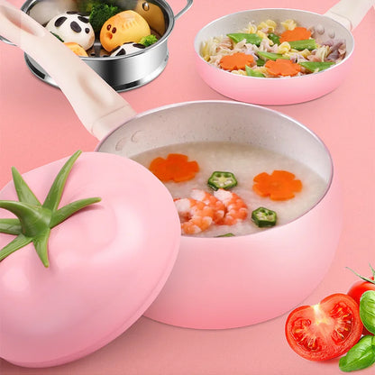 Fruit Tomato Shape Frying Pan Cooking Pot Saucepan Induction Cooker Aluminum Cookware Nonstick Home Kitchen Supplies