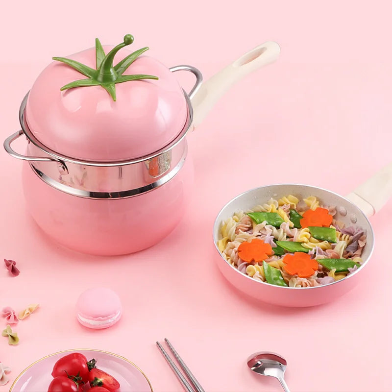 Fruit Tomato Shape Frying Pan Cooking Pot Saucepan Induction Cooker Aluminum Cookware Nonstick Home Kitchen Supplies