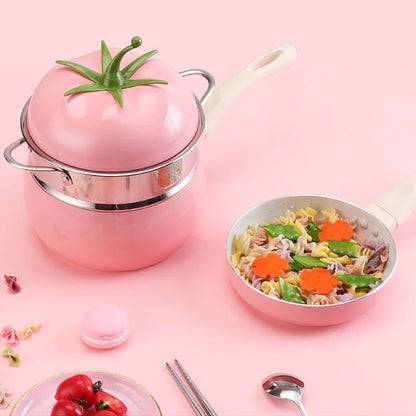 Fruit Tomato Shape Frying Pan Cooking Pot Saucepan Induction Cooker Aluminum Cookware Nonstick Home Kitchen Supplies