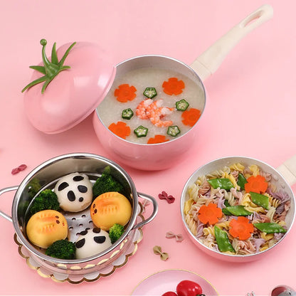 Fruit Tomato Shape Frying Pan Cooking Pot Saucepan Induction Cooker Aluminum Cookware Nonstick Home Kitchen Supplies