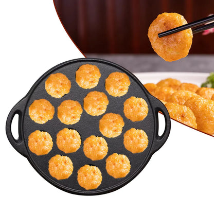 Frying Pan 15 Holes Restaurant Cast Iron Durable Takoyaki Easy Clean Cooking Kitchen Home Octopus Ball Meatball Pot Thickened