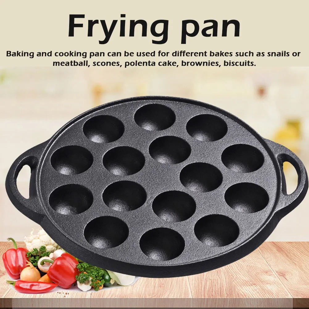 Frying Pan 15 Holes Restaurant Cast Iron Durable Takoyaki Easy Clean Cooking Kitchen Home Octopus Ball Meatball Pot Thickened