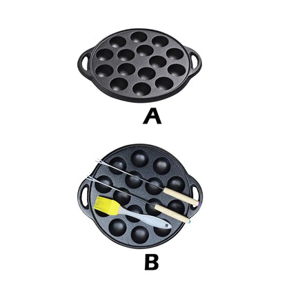 Frying Pan 15 Holes Restaurant Cast Iron Durable Takoyaki Easy Clean Cooking Kitchen Home Octopus Ball Meatball Pot Thickened
