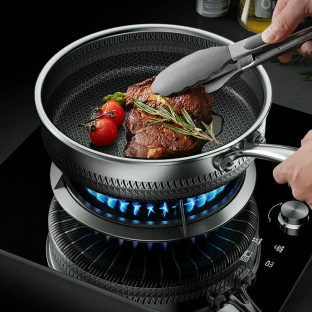 Frying Pan 304 Stainless Steel Kitchen Quality Nonstick Pan Cooking Fried Steak Pot Electromagnetic Furnace General