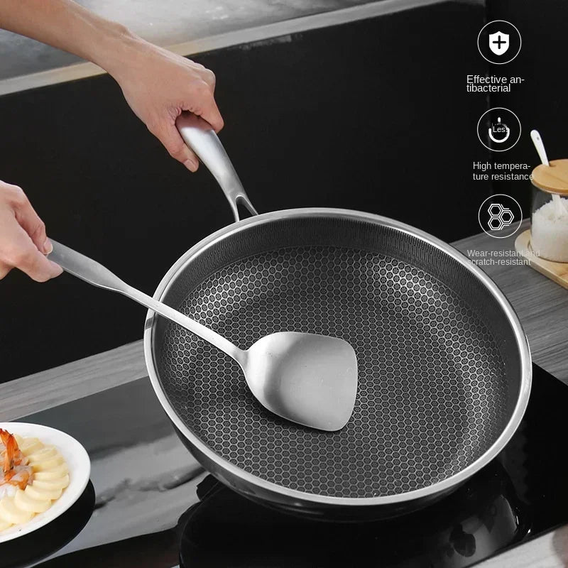 Frying Pan 304 Stainless Steel Kitchen Quality Nonstick Pan Cooking Fried Steak Pot Electromagnetic Furnace General