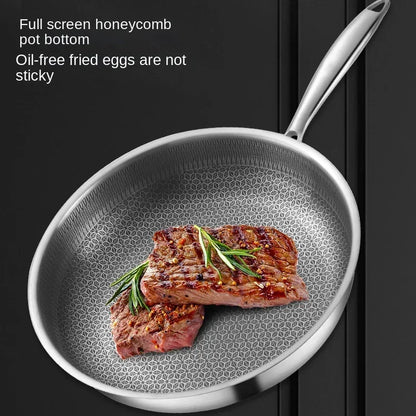 Frying Pan 304 Stainless Steel Kitchen Quality Nonstick Pan Cooking Fried Steak Pot Electromagnetic Furnace General