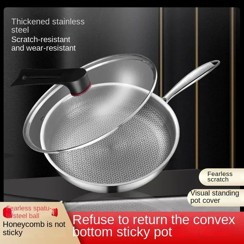 Frying Pan 304 Stainless Steel Kitchen Quality Nonstick Pan Cooking Fried Steak Pot Electromagnetic Furnace General