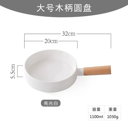 Frying Pan Creative Round Handle Pasta Dish Simple Household Dishes Dessert Plate Western Steak Cutlery Pots and Pans Cookware
