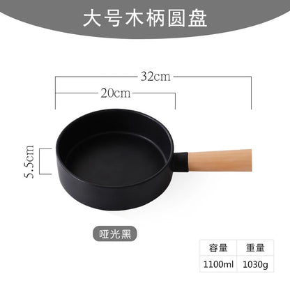 Frying Pan Creative Round Handle Pasta Dish Simple Household Dishes Dessert Plate Western Steak Cutlery Pots and Pans Cookware
