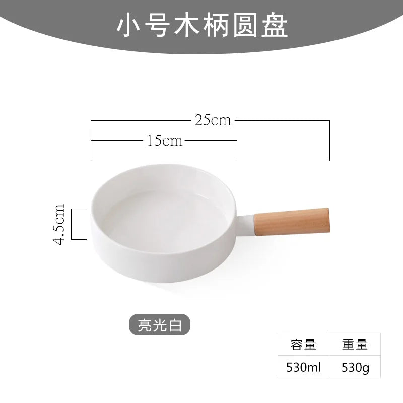 Frying Pan Creative Round Handle Pasta Dish Simple Household Dishes Dessert Plate Western Steak Cutlery Pots and Pans Cookware