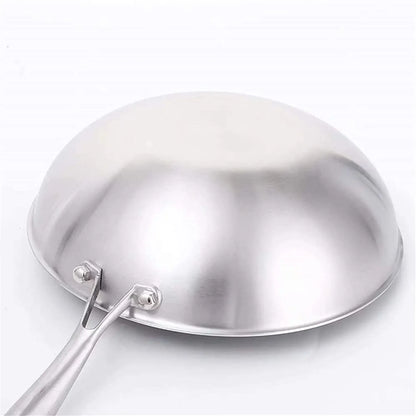 Frying Pan Stainless Steel Wok with Stay-Cool Handle Dishwasher Oven Safe