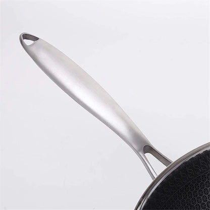 Frying Pan Stainless Steel Wok with Stay-Cool Handle Dishwasher Oven Safe