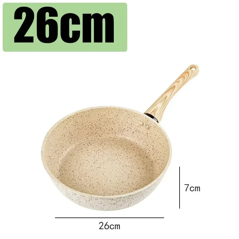Frying Pan With Glass Lid Durable Non-stick Skillet Induction Cooker Wok Cooking Pot Cover Deep Fryer Pancake Kitchen Cookware