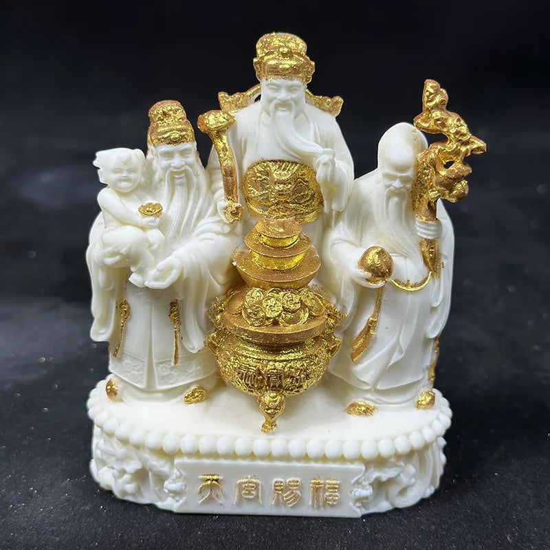 Fu Lu Shou Characters Fortune Small Figurines Resin Art Sculpture High quality home room, office decorations Free delivery